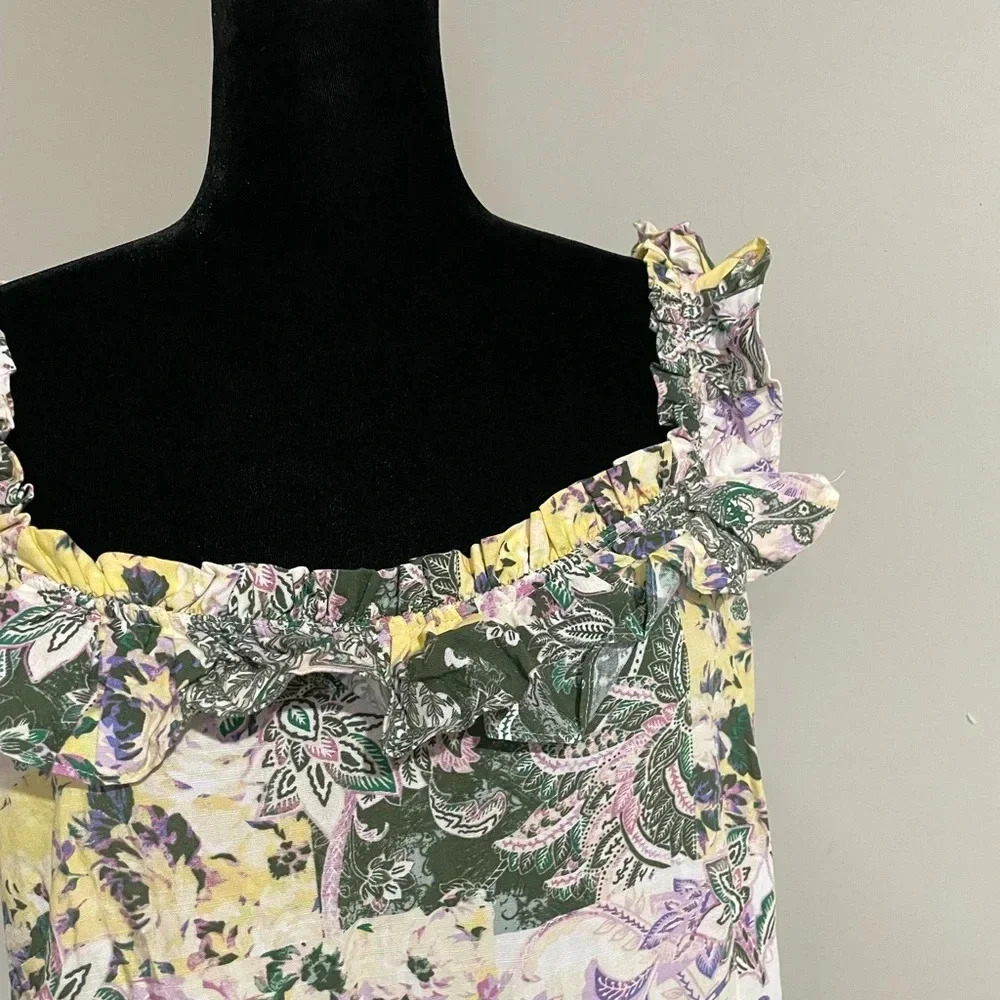 Loft Patchwork Ruffle Squareneck Midi Dress Size … - image 6